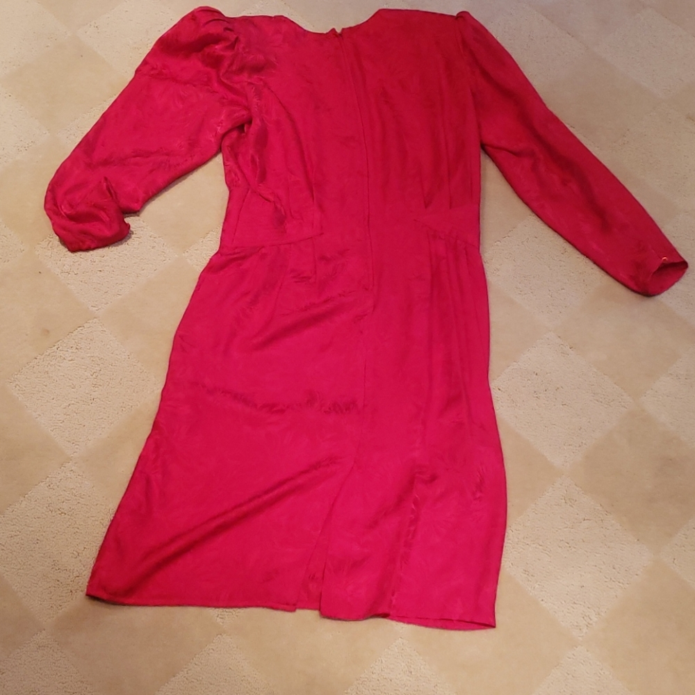 Argenti Vintage Red Silk Dress, Sz 12 - Picture 6 of 12